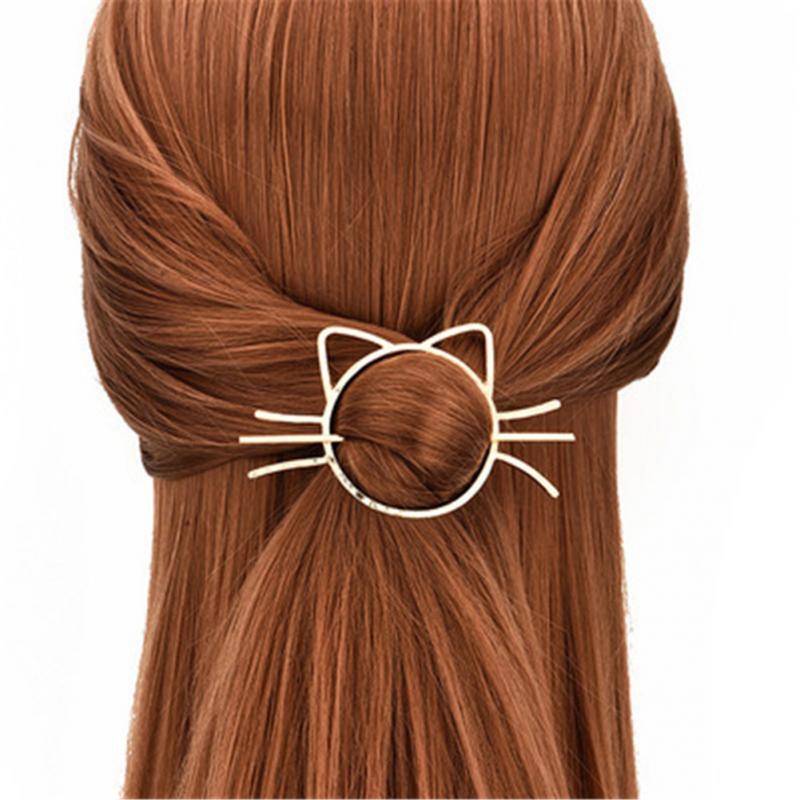 Cute Cat Gold Hair Clips